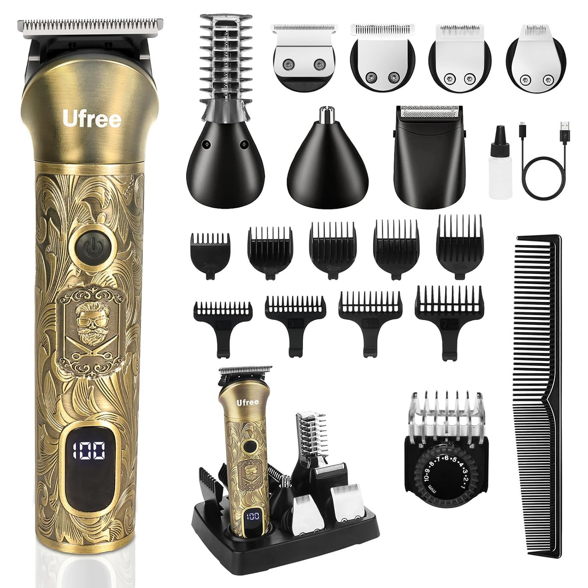 Ufree Recortadora de Barba Profesional para Hombres, Afeitadora elé...