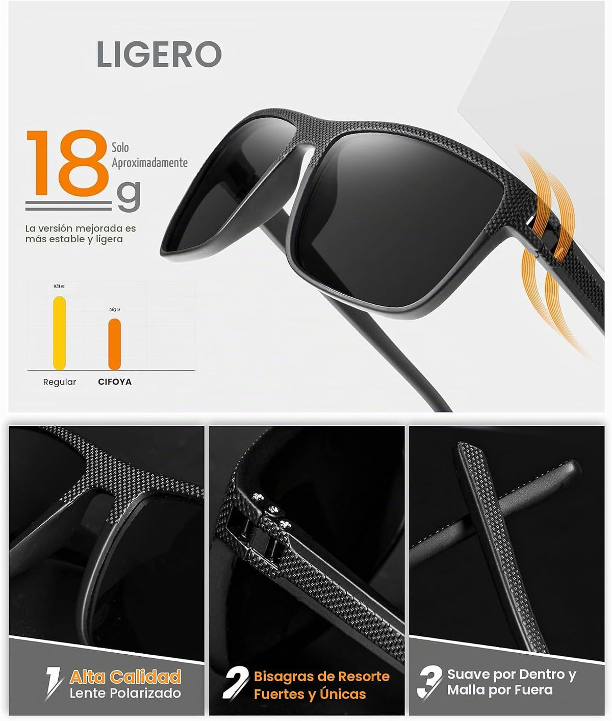 CIFOYA Gafas de sol polarizadas para hombre - Gafas de sol clásicas...