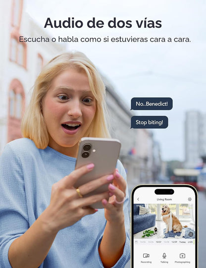 Cámara de seguridad interior GNCC 2K con detección de movimiento, W...