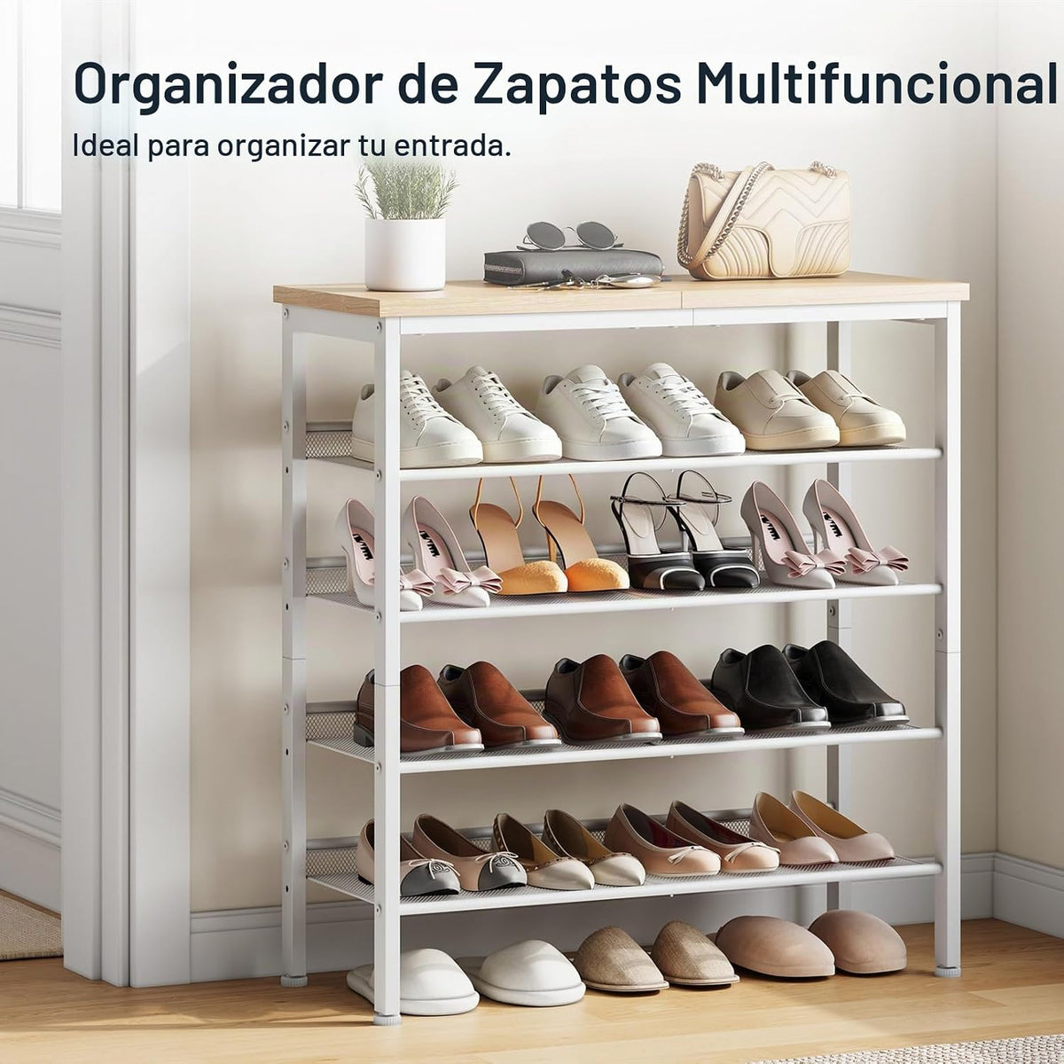 HOOBRO Zapatero para entrada, organizador de zapatos de 5 niveles c...