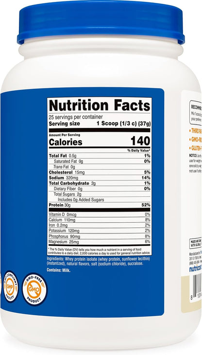 Nutricost Polvo aislado de proteína de suero (vainilla) 2LBS