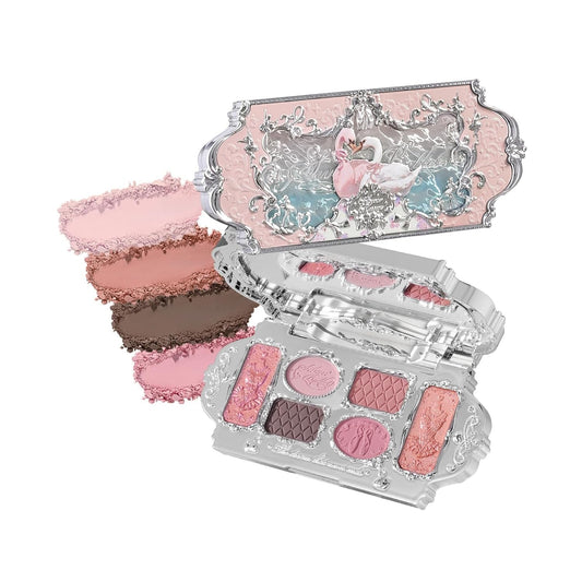 Flower Knows Swan Ballet Paleta de maquillaje de 6 colores con pinc...