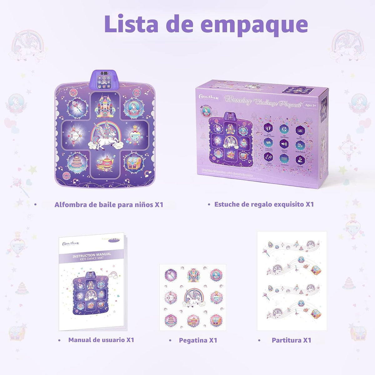 GirlsHome Almohadilla de baile electrónica iluminada, juguete de re...