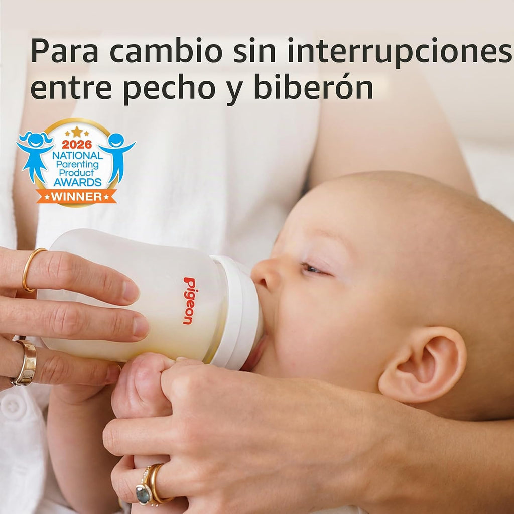 Pigeon Biberones con revestimiento de silicona, cuello ancho, 8 onz...
