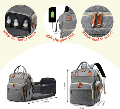 Bolsa de pañales con cambiador, mochila para bebé con cambiador ple...