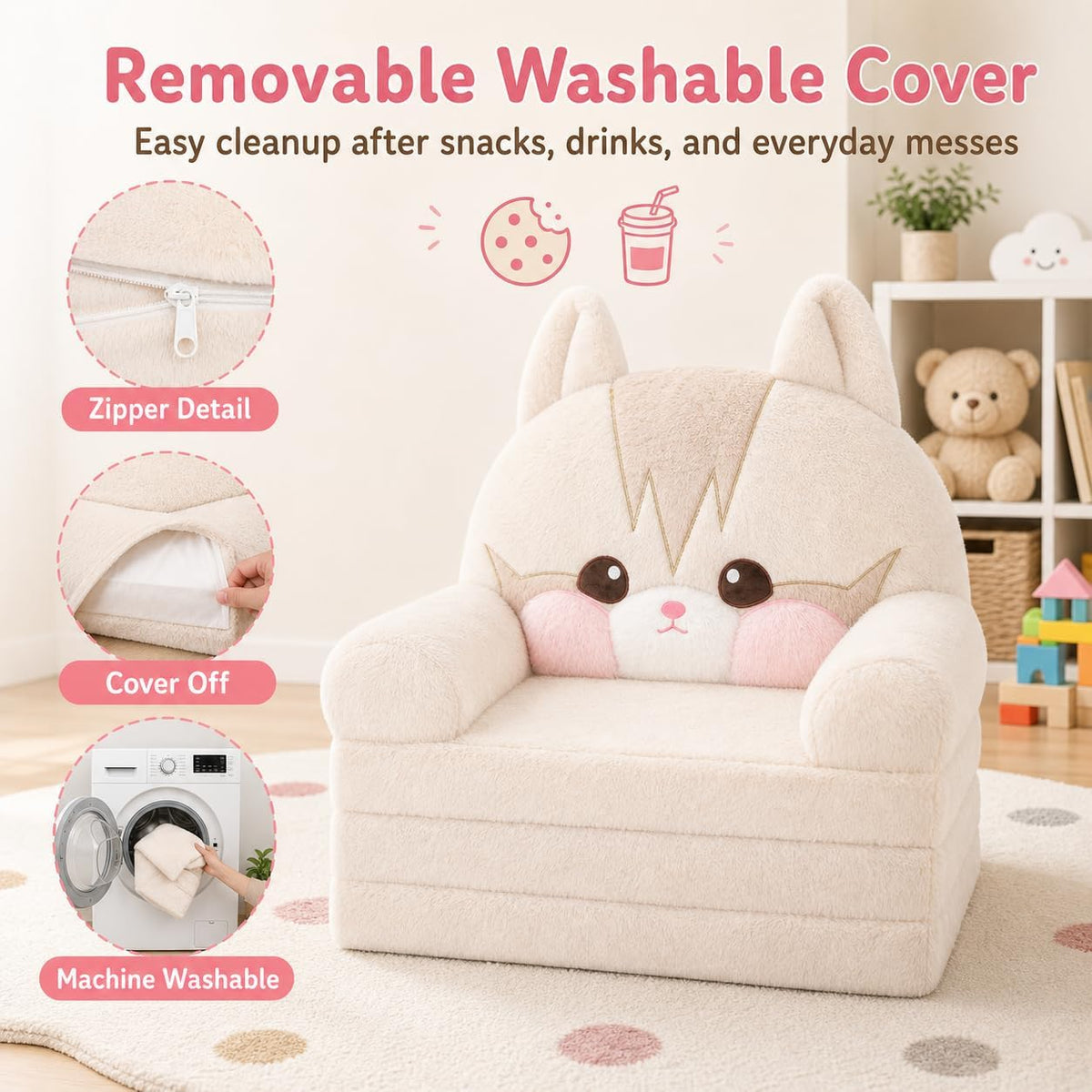 MONKISS - Sofá para niños, cómoda silla para niños, sofá plegable p...