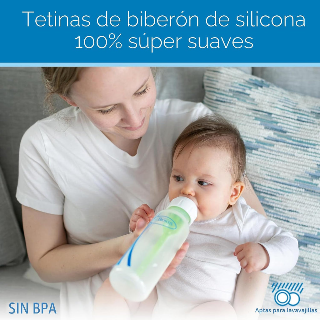 Dr. Brown's Natural Flow Anti-Colic Options+ Biberón de cuello...