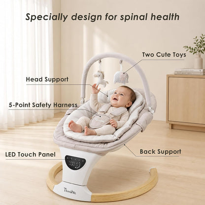 TimChic - Columpio para bebé con balanceo automático, 5 movimientos...