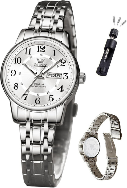 OLEVS Reloj Mujer Reloj Analógico Luminoso Vestido de Acero Inoxida...