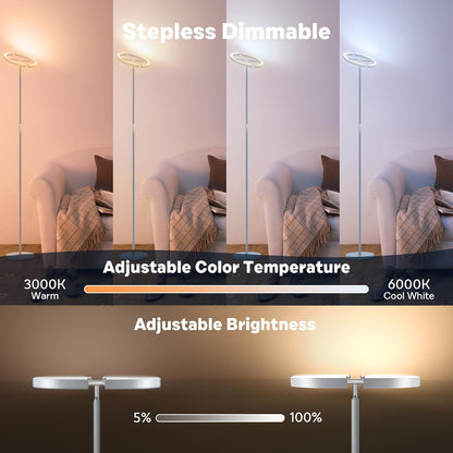SIBRILLE Lámpara de pie RGBCW gris plateado, lámpara de pie RGB que...
