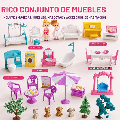KIZONLY Casa rosa de 4 pisos para niñas de 3 años en adelante, casa...