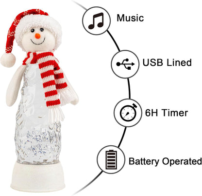 Globo de nieve de muñeco de nieve, linterna musical iluminada con p...