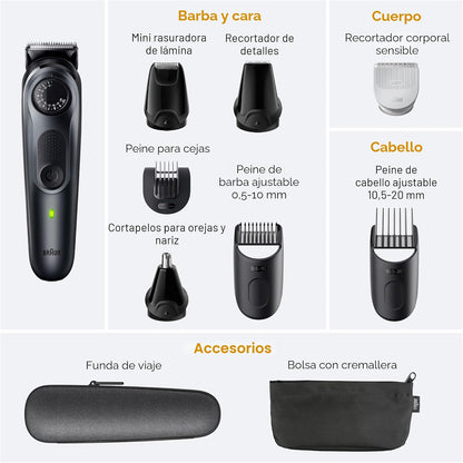 Braun Kit de estilo todo en uno Serie 5 5471, recortadora 8 en 1 pa...