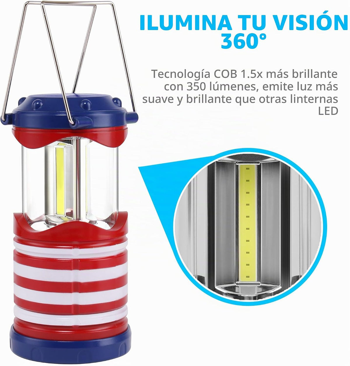 Lichamp Linterna LED de camping, paquete de 4 linternas alimentadas...