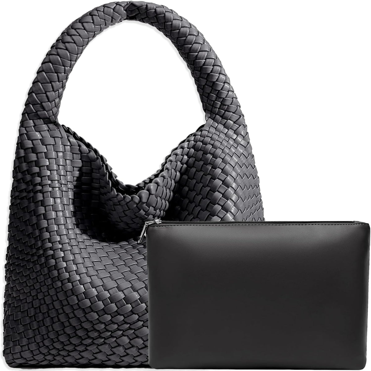 Bolso de mano de mujer con asa superior de cuero vegano tejido a ma...