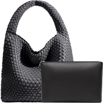 Bolso de mano de mujer con asa superior de cuero vegano tejido a ma...