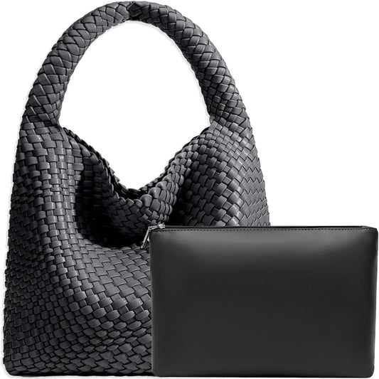 Bolso de mano de mujer con asa superior de cuero vegano tejido a ma...