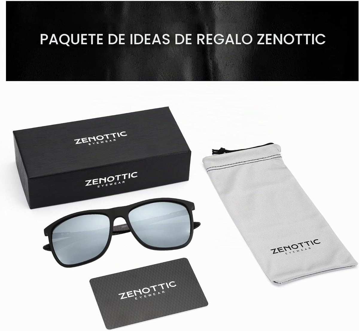 ZENOTTIC Gafas de sol polarizadas cuadradas para hombre, ultraliger...