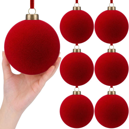 PullCrease 6 piezas de bolas de Navidad de terciopelo de 4 pulgadas...