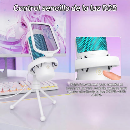 TONOR Micrófono para juegos, micrófono de PC RGB, micrófono USB de...