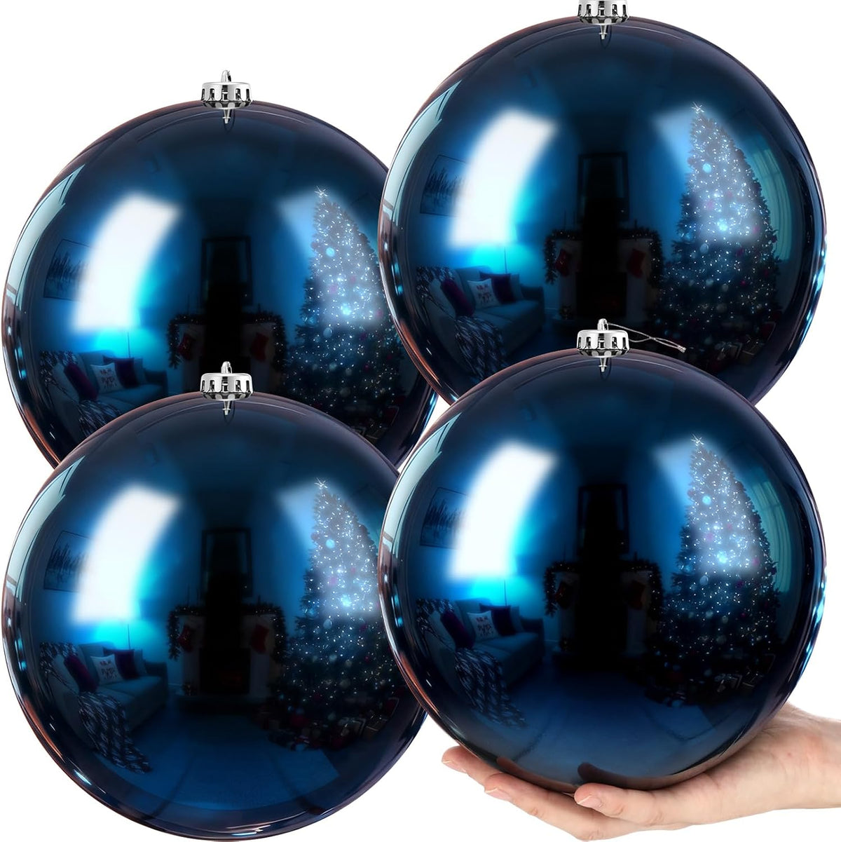 Zubebe 4 piezas de adornos de bola de Navidad extra grandes de 8...