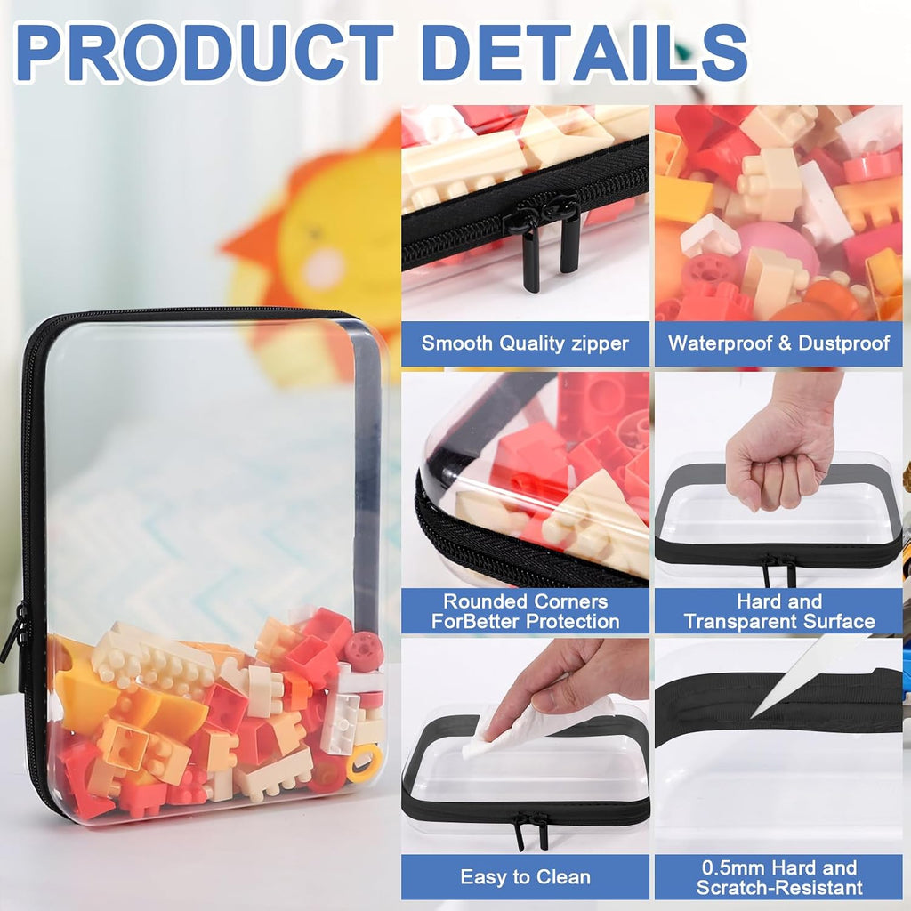 YOPCDJ Paquete de 3 fundas rígidas transparentes con cremallera, Negro