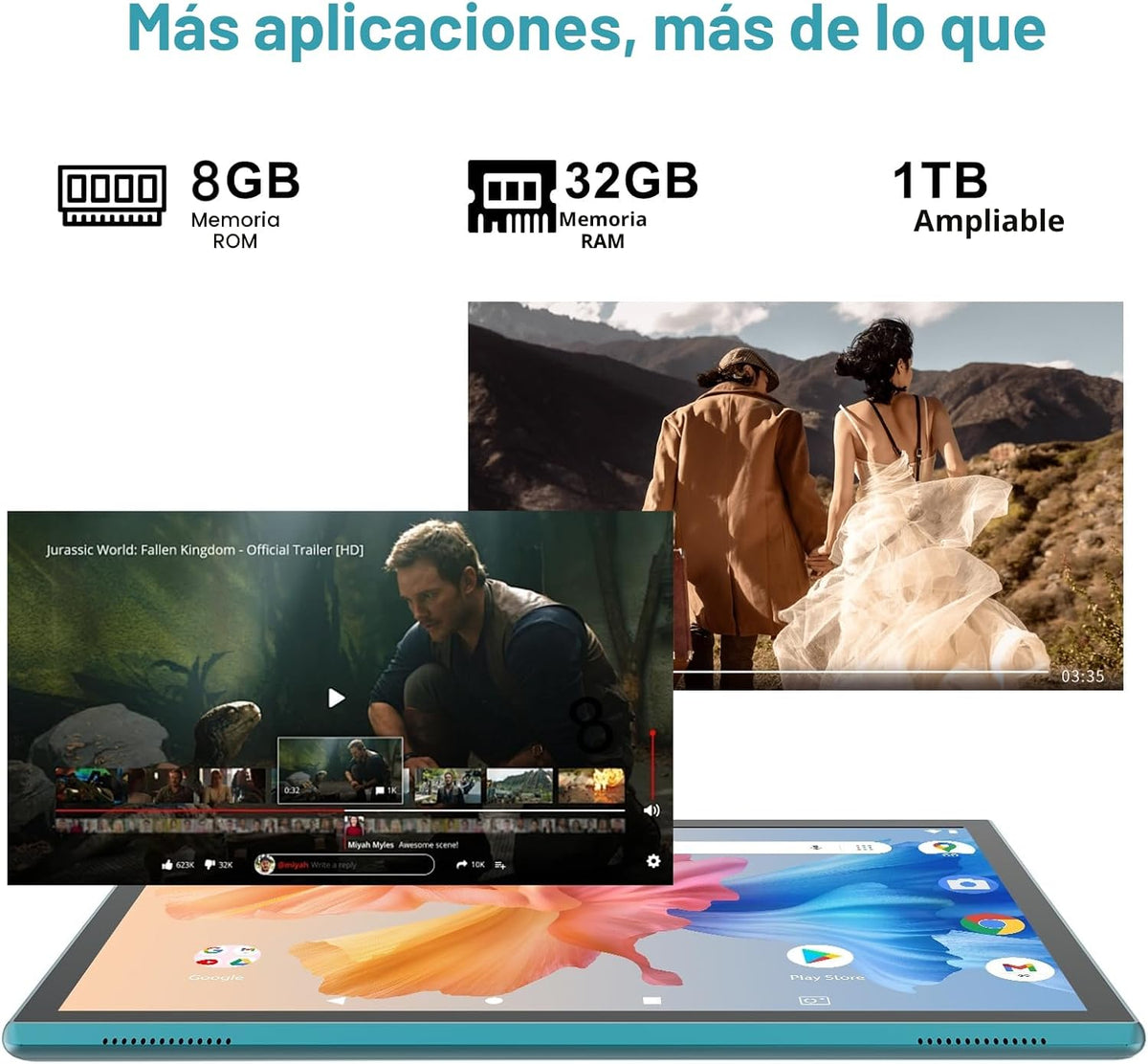Tableta Android de 10 pulgadas con estuche Stylus Android 15 Tablet...