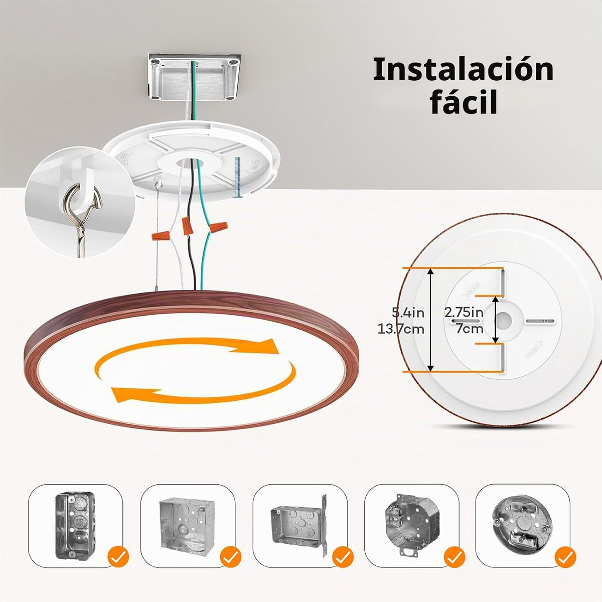 BLNAN Lámpara de techo LED regulable con control remoto, 12 pulgada...