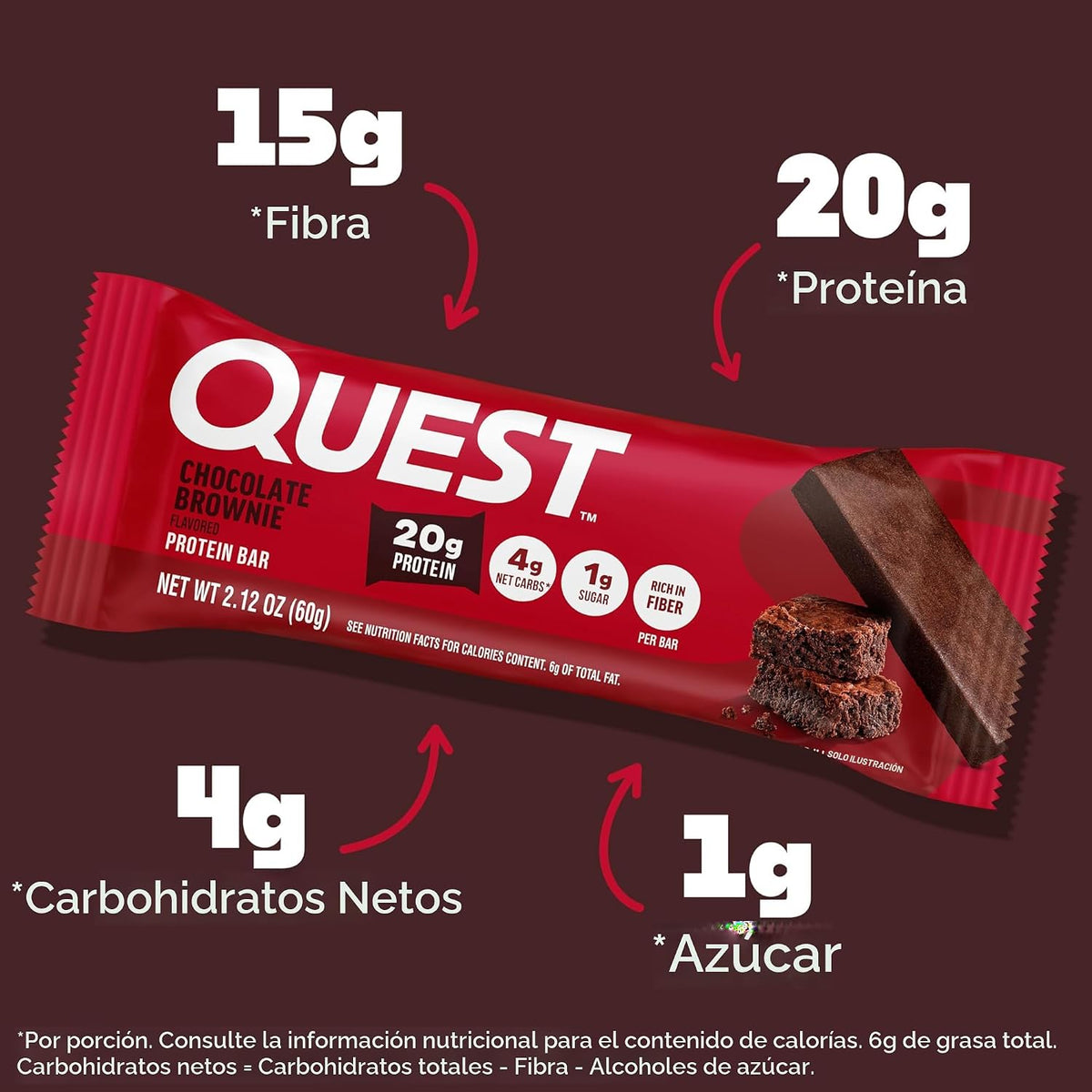 Barras de proteína brownie de chocolate, alta proteína, baja en car...