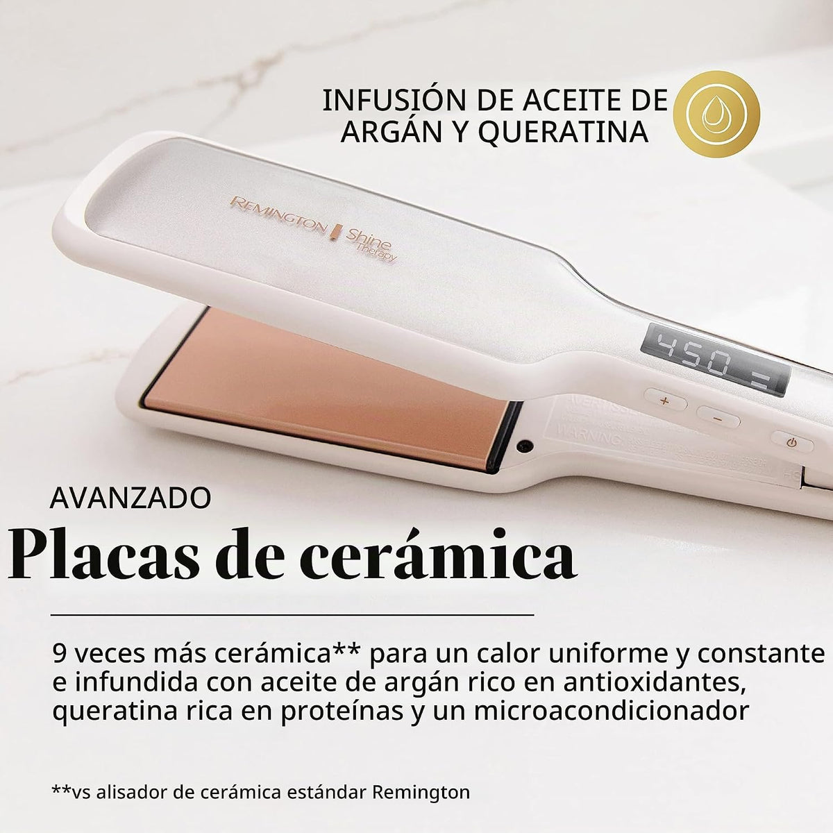 Remington Shine Therapy - Alisadora de cabello de 2 pulgadas, planc...
