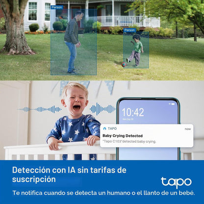 Tapo 2K Cámara de seguridad con cable panorámica/inclinable para in...
