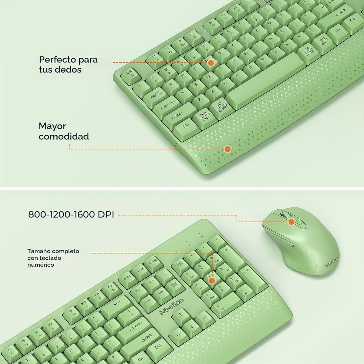 MEETION Combo de teclado y mouse inalámbricos, tamaño completo con...