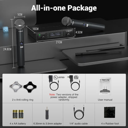 Phenyx Pro Sistema de micrófono inalámbrico de mano de escaneo auto...