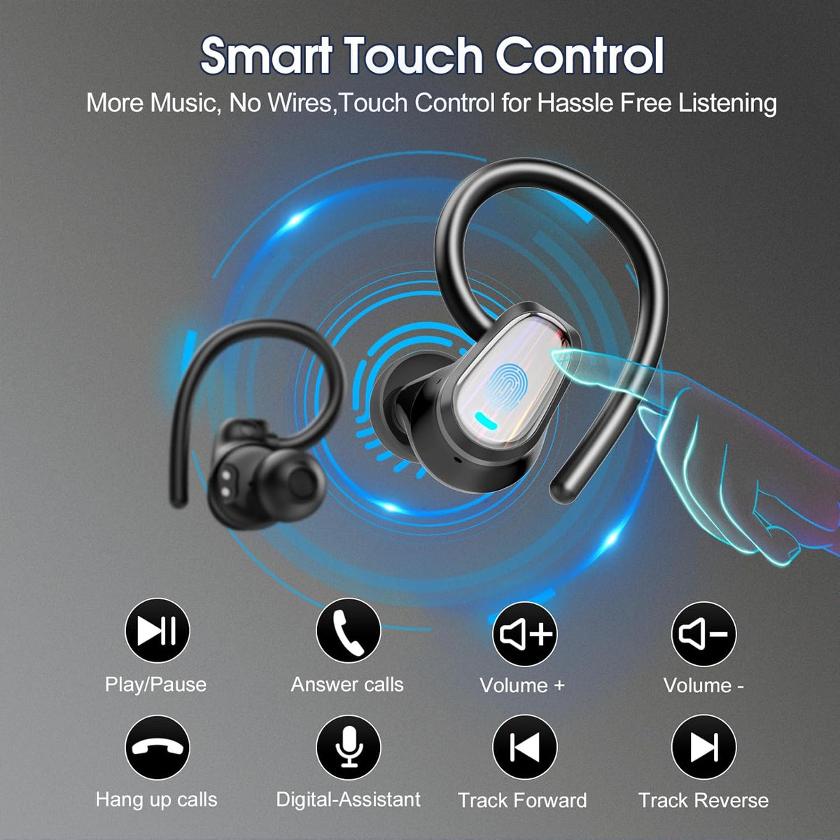 Auriculares inalámbricos Bluetooth 5.4 con gancho para la oreja par...