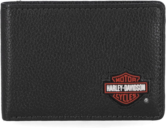 Harley-Davidson Billetera delgada de cuero genuino con bloqueo Rfid...