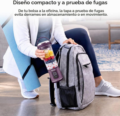 Ninja BC151PR Blast - Licuadora portátil, inalámbrica, recipiente d...