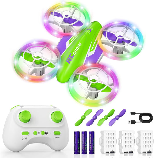 FUNPX Dron LED RC para niños de 6 años, regalo de cumpleaños de Nav...