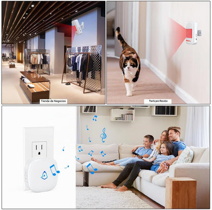 METAK - Timbre de puerta con sensor de movimiento, alarma inalámbri...