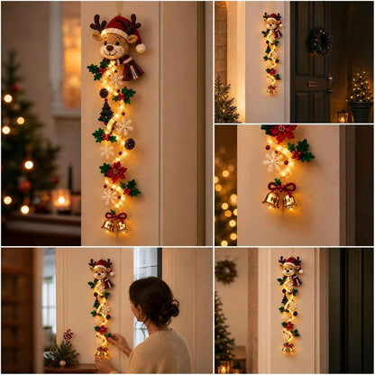 2 colgadores de puerta de Navidad iluminados con muñeco de nieve, l...