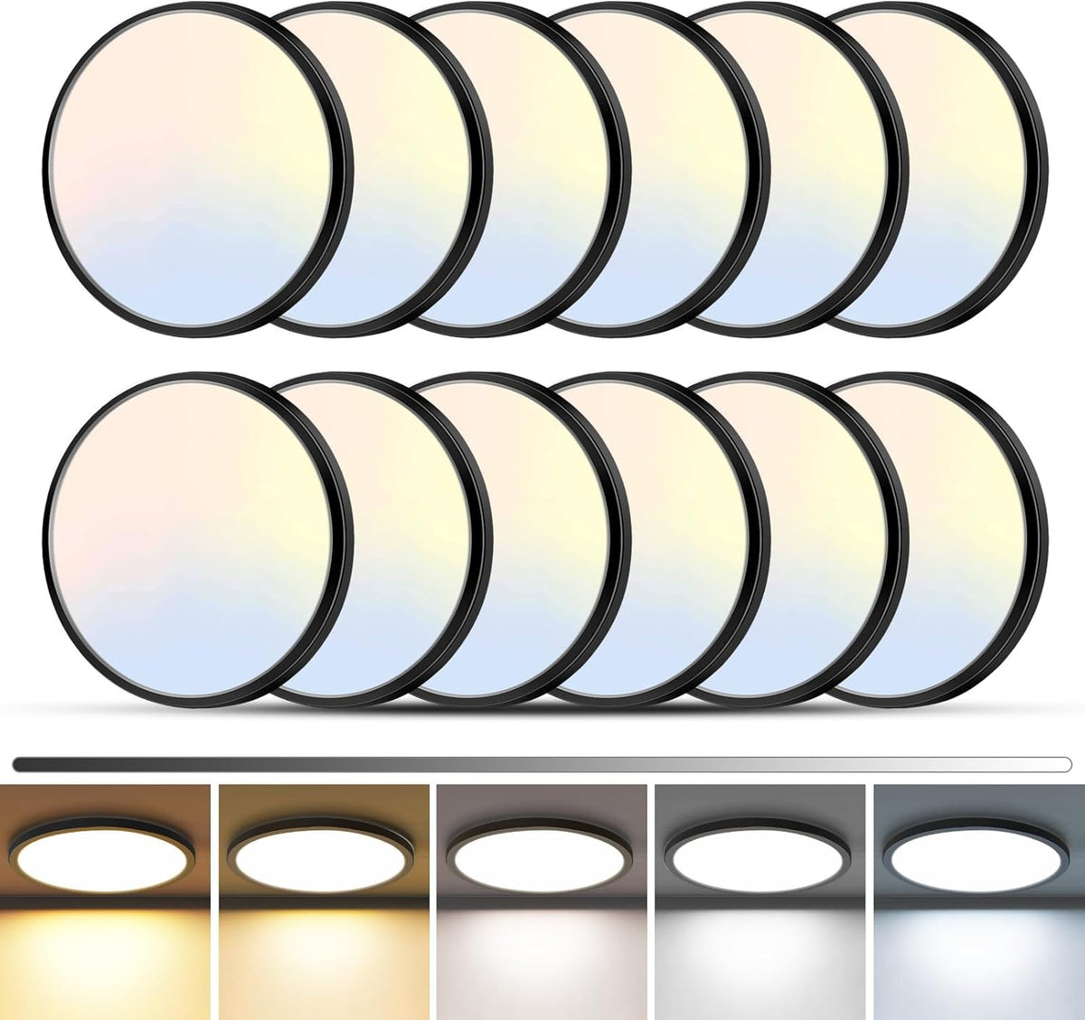 zemty Paquete de 12 luces LED de techo empotradas, 7 pulgadas, 15 W...