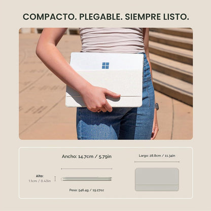 Satechi OntheGo - Teclado Bluetooth con soporte ajustable, conecta...