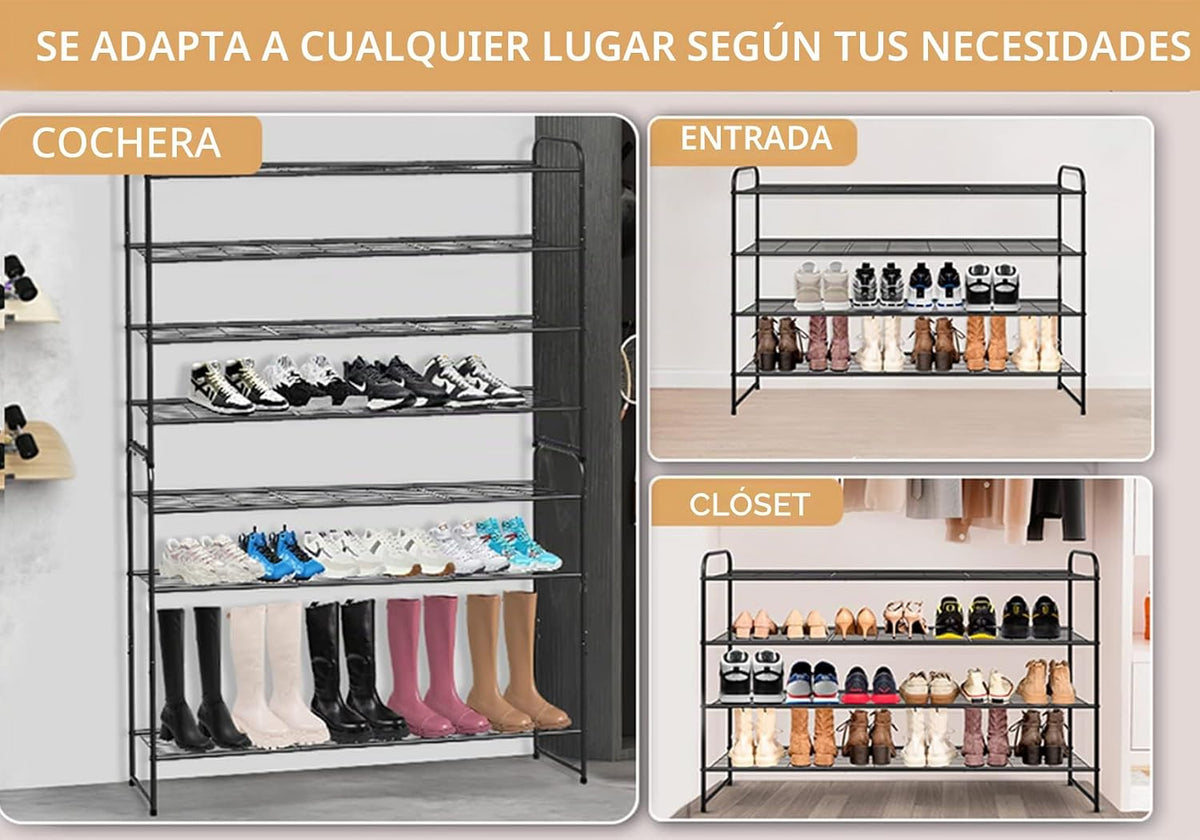 KEETDY Zapatero largo de 4 niveles para armario, organizador de zap...