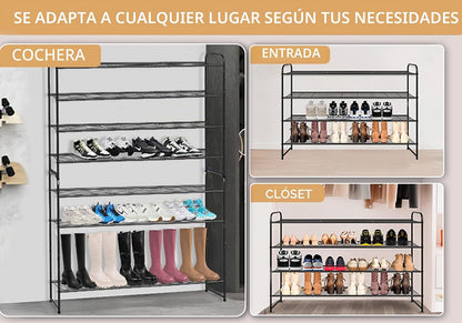 KEETDY Zapatero largo de 4 niveles para armario, organizador de zap...