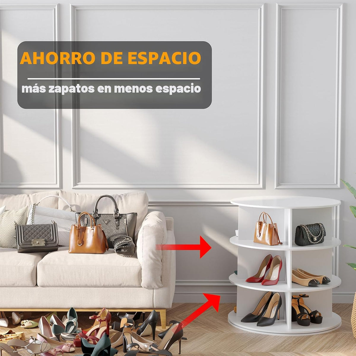 SpaceAid Torre Zapatero Giratorio de 3 Niveles, Exhibidor de Zapato...