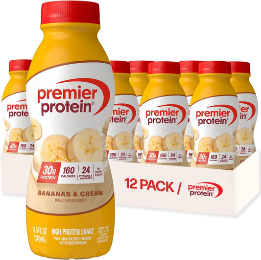 Premier Protein Batido alto en proteínas, plátanos y crema, paquete...