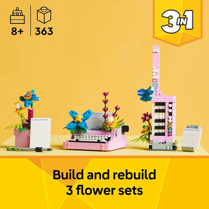 LEGO Creator 31169 - Máquina de escribir 3 en 1 con flores, juguete...
