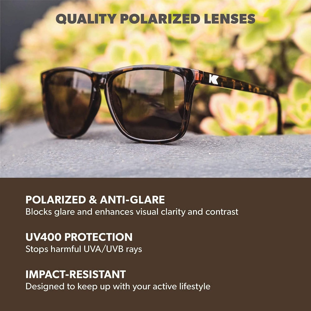Knockaround Gafas de sol polarizadas cuadradas para hombres y mujer...