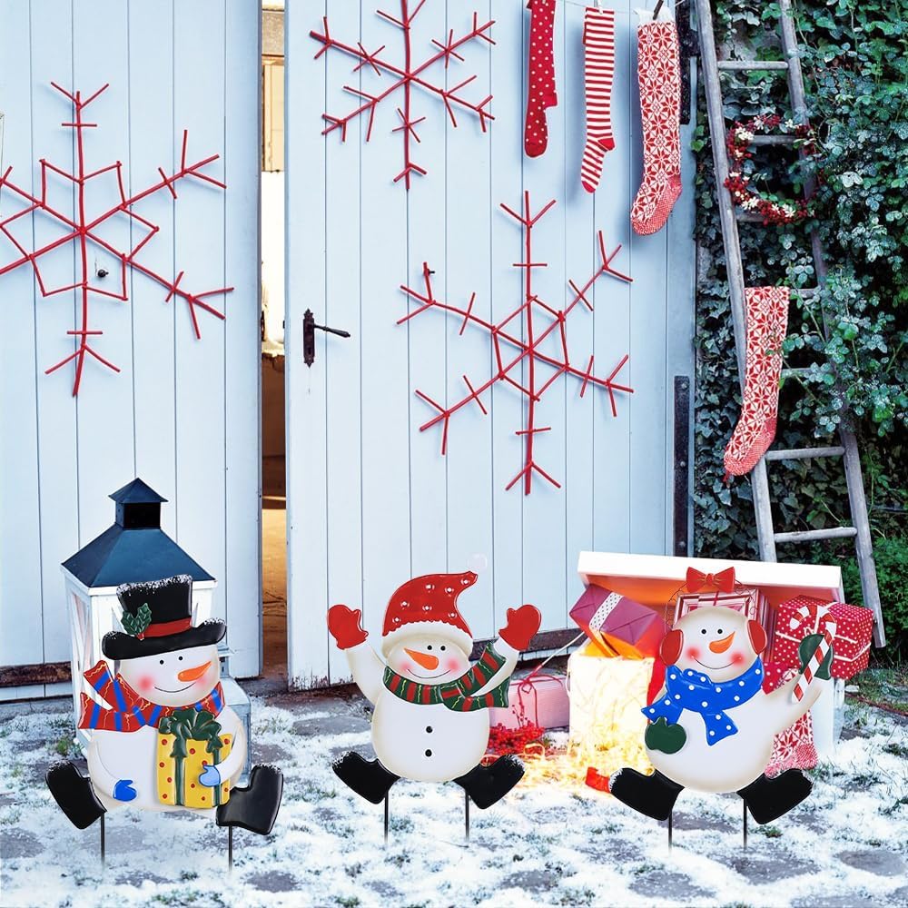 YEAHOME Decoraciones Navideñas para Exteriores, 3 Estacas Decorativ...