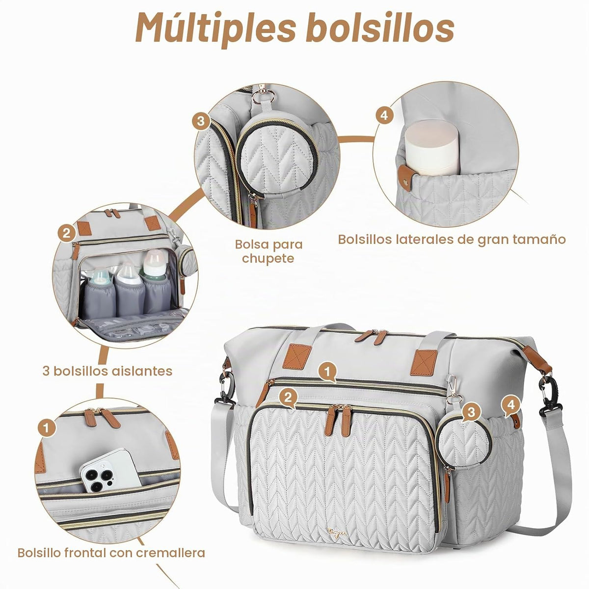 Tonyeee Bolsa de pañales, bolso grande del hospital del bebé para l...