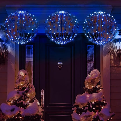 Paquete de 3 bolas de luz de Navidad, decoración de esfera plegable...